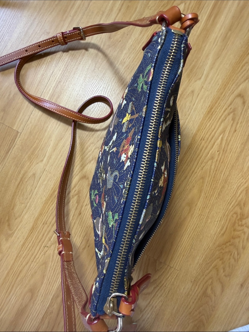 Dooney & Bourke Navy Fantasia 80th Anniversary Crossbody Letter Carrier - Picture 11 of 16